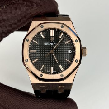 Đồng Hồ Audemars Piguet Royal Oak 15500OR Bọc Vàng Hồng 18K Dây Da Đen