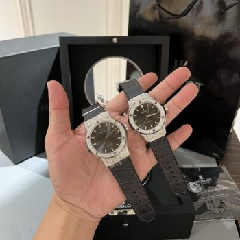 Đồng hồ cặp Hublot Classic Fusion Diamonds màu xám