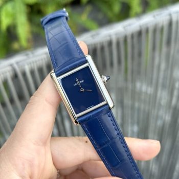 Đồng Hồ Cartier Tank Must Nữ Dây Da Màu Xanh Dương
