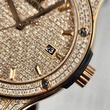 Đồng Hồ Hublot Bọc Vàng Hồng 18K Độ Kim Cương Thiên Nhiên Rep 11