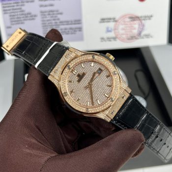 Đồng Hồ Hublot Bọc Vàng Hồng 18K Độ Kim Cương Thiên Nhiên