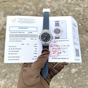 Đồng Hồ Hublot Classic Fusion Diamond Nữ Độ Kim Cương Moissanite Màu Xanh 33mm
