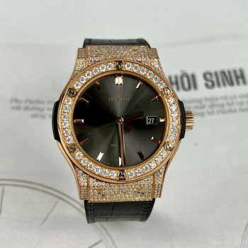 Đồng Hồ Hublot Classic Fusion King Gold Gray Dial Độ Kim Cương