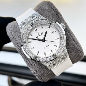 Đồng hồ Hublot nữ dây cao su màu trắng