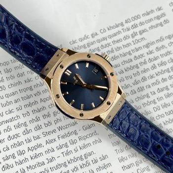 Đồng Hồ Hublot Nữ Màu Xanh Classic Fusion King Gold Máy Thụy Sỹ