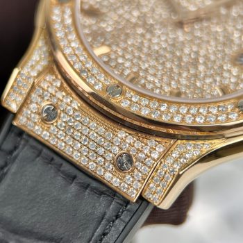 Đồng Hồ Nam Hublot Bọc Vàng Hồng 18K Độ Kim Cương Thiên Nhiên
