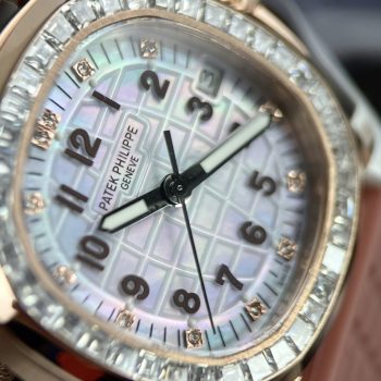 Đồng Hồ Patek Philippe Aquanaut 5072R Rep 11 Bọc Vàng Độ Kim Cương Moissanite