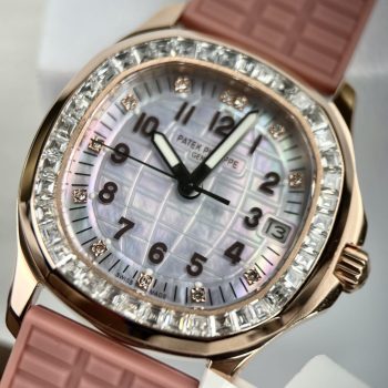 Đồng Hồ Patek Philippe Aquanaut 5072R Replica Bọc Vàng Độ Kim Cương Moissanite
