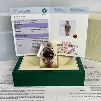 Đồng Hồ Rolex Bọc Vàng Độ Kim Cương Moissanite Day-Date Rep 11 Chocolate