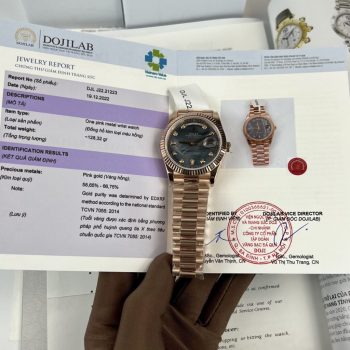 Đồng Hồ Rolex Bọc Vàng Hồng 18K Rep 11 Mặt Xà Cừ Tím Day-Date 40mm