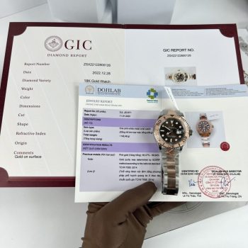 Đồng Hồ Rolex Bọc Vàng Thật Yacht Master Replica 11 Mặt Số Chocolate Clean 41mm