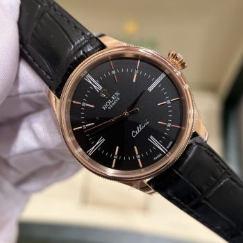 Đồng Hồ Rolex Cellini Rep 11 Nam Dây Da Màu Đen