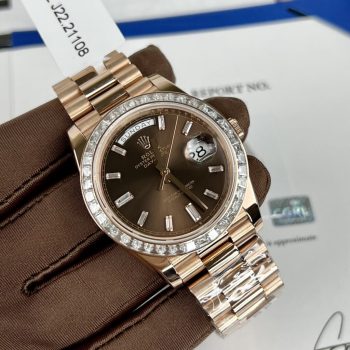 Đồng Hồ Rolex Day-Date Bọc Vàng Thật Độ Kim Cương Moissanite Rep 11
