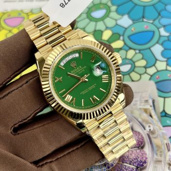 Đồng Hồ Rolex Day-Date Nam Bọc Vàng 18K Mặt Số Màu Xanh Lá Cây GM Factory