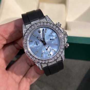Đồng Hồ Rolex Đính Đá Nam Rep 11 Cosmograph Daytona Mặt Xanh 40mm